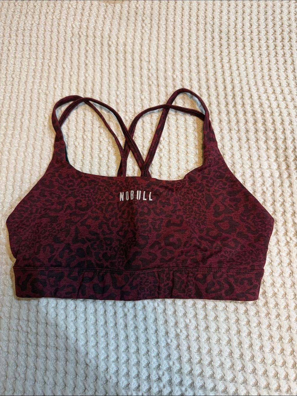 NOBULL Burgundy Leopard-Print Strappy Sports Bra
